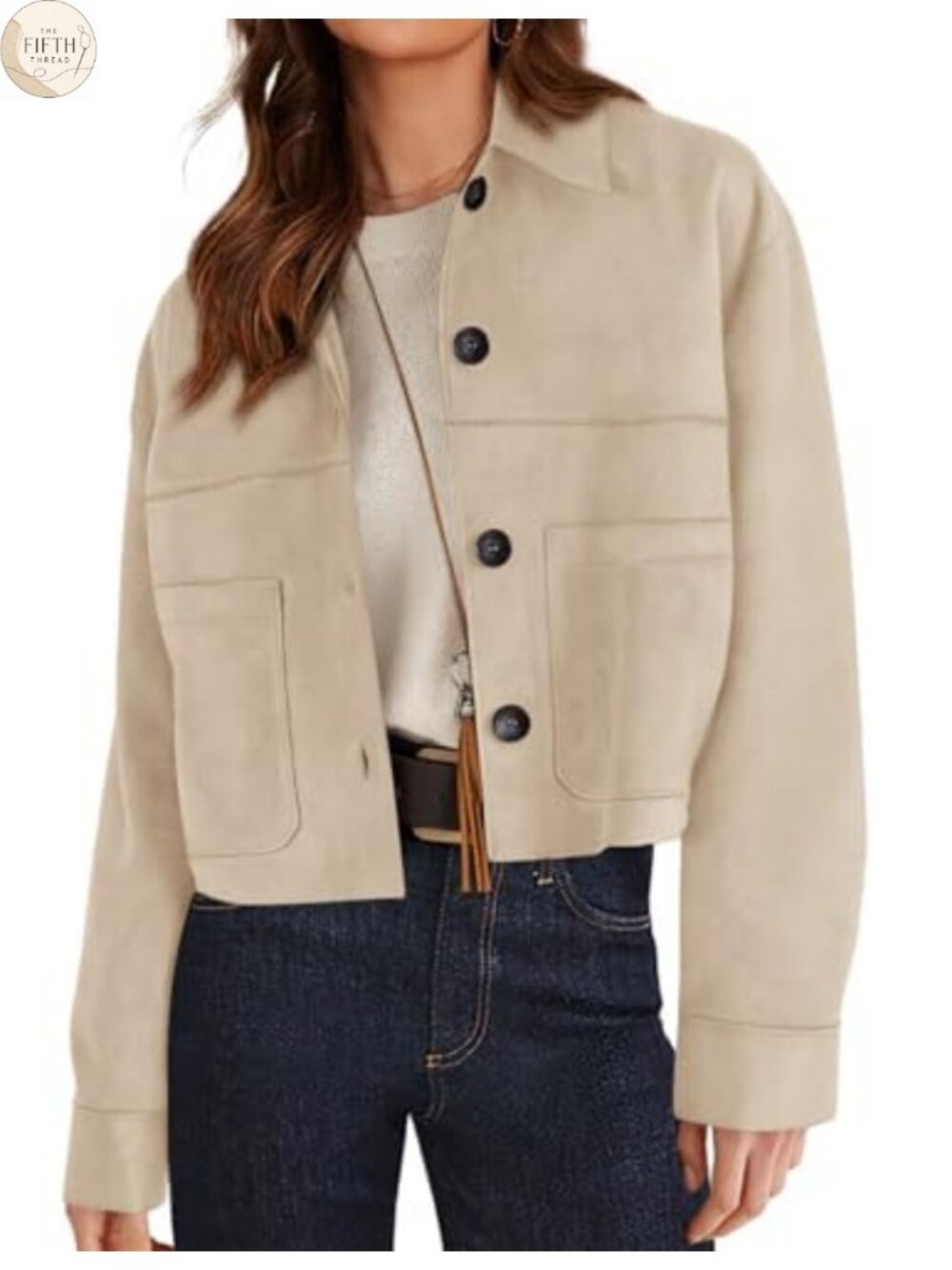 Faux Suede Shacket Jacket Lightweight Cropped Aviator Coat Women